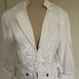 WHBM white cotton blend jacket .